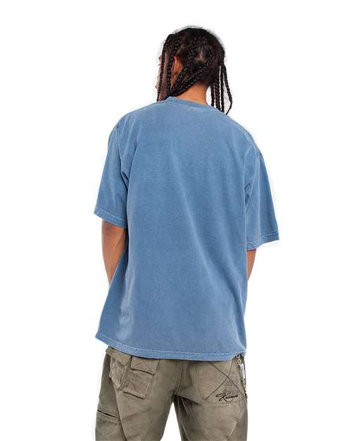 Shaka Wear SHGD Unisex Max Heavyweight Garment-Dyed T-Shirt - Washed Denim - model back