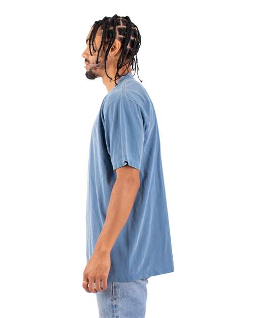 Shaka Wear SHGD Unisex Max Heavyweight Garment-Dyed T-Shirt - Washed Denim - model side