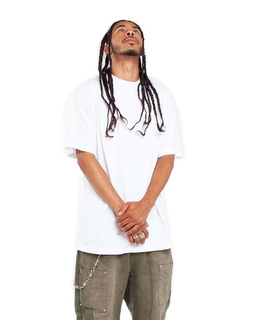 Shaka Wear SHGD Unisex Max Heavyweight Garment-Dyed T-Shirt - White - model side