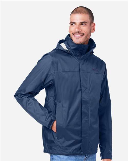 Marmot M15881 Men's PreCip Eco Packable Rain Jacket - Arctic Navy - model side