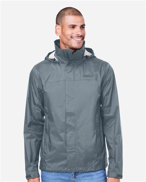 Marmot M15881 Men's PreCip Eco Packable Rain Jacket - Steel Onyx - model front