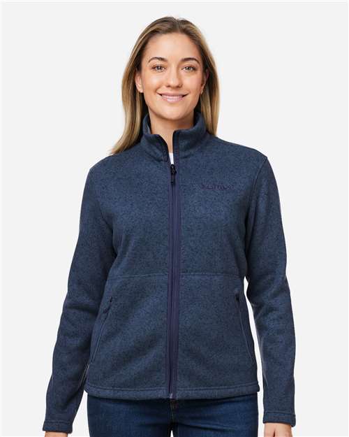Marmot M16250 Women's Drop Line Fleece Jacket - Arctic Navy Heather - model front