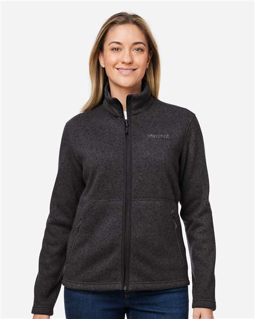 Marmot M16250 Women's Drop Line Fleece Jacket - Black Heather - model front