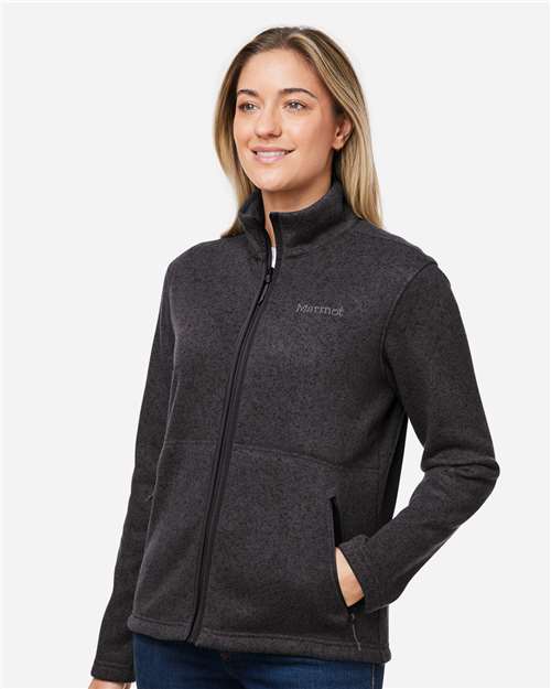 Marmot M16250 Women's Drop Line Fleece Jacket - Black Heather - model side