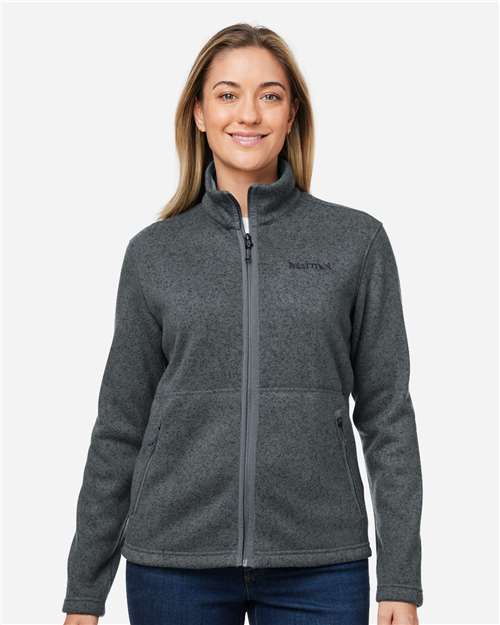 Marmot M16250 Women's Drop Line Fleece Jacket - Steel Onyx Heather - model front