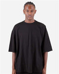 Shaka Wear SHGDD Unisex Max Heavyweight Garment-Dyed Drop Shoulder T-Shirt - Black - model front