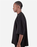 Shaka Wear SHGDD Unisex Max Heavyweight Garment-Dyed Drop Shoulder T-Shirt - Black - model side