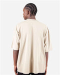 Shaka Wear SHGDD Unisex Max Heavyweight Garment-Dyed Drop Shoulder T-Shirt - Cream - model back