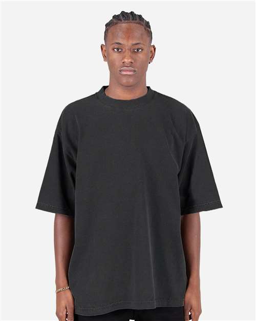 Shaka Wear SHGDD Unisex Max Heavyweight Garment-Dyed Drop Shoulder T-Shirt - Shadow - model front