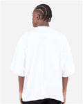 Shaka Wear SHGDD Unisex Max Heavyweight Garment-Dyed Drop Shoulder T-Shirt - White - model back