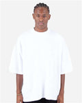 Shaka Wear SHGDD Unisex Max Heavyweight Garment-Dyed Drop Shoulder T-Shirt - White - model front