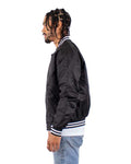 Shaka Wear SHVBJ Unisex Varsity Bomber Jacket - Black - model side