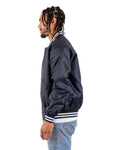 Shaka Wear SHVBJ Unisex Varsity Bomber Jacket - Navy - model side
