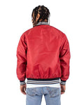 Shaka Wear SHVBJ Unisex Varsity Bomber Jacket - Red - model back