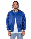 Shaka Wear SHVBJ Unisex Varsity Bomber Jacket - Royal - model front