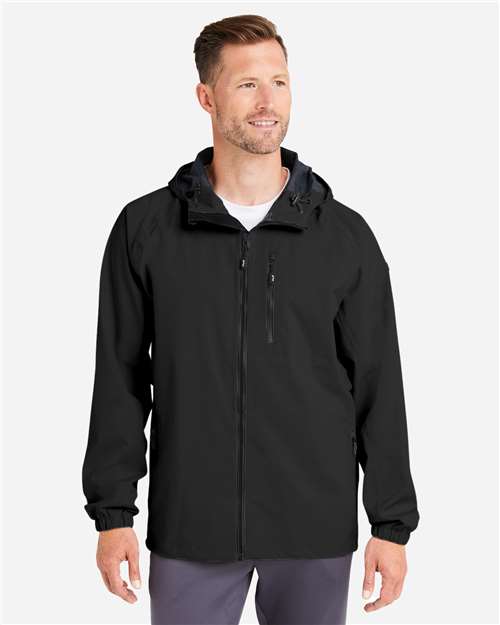 HUK H400148 Men's Rover Rain Jacket - Black - model front