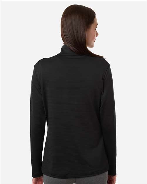Adidas A709 Women's Textured Stripe Quarter-Zip Pullover - Black - model back