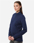 Adidas A709 Women's Textured Stripe Quarter-Zip Pullover - Dark Blue - model side
