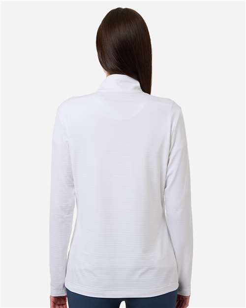 Adidas A709 Women's Textured Stripe Quarter-Zip Pullover - White - model back