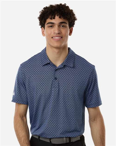 Adidas A716 Men's 4-Way Stretch Printed Polo - Collegiate Navy - model front