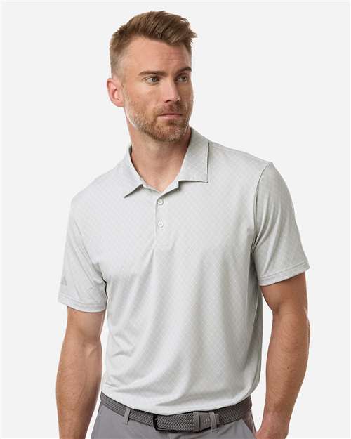 Adidas A716 Men's 4-Way Stretch Printed Polo - White - model front
