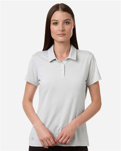 Adidas A717 Women's 4-Way Stretch Printed Polo - White - model front