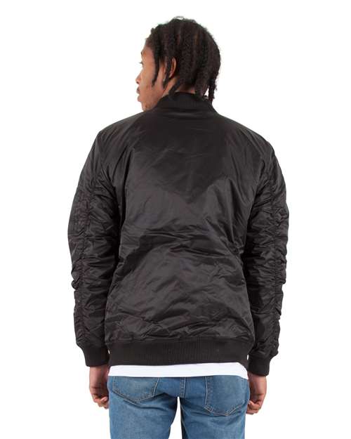 Shaka Wear SHBJ Unisex Bomber Jacket - Black - model back