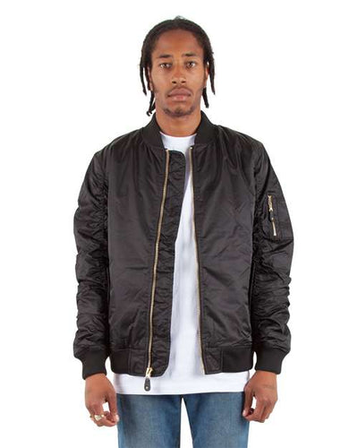 Shaka Wear SHBJ Unisex Bomber Jacket - Black - model front