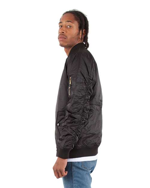 Shaka Wear SHBJ Unisex Bomber Jacket - Black - model side