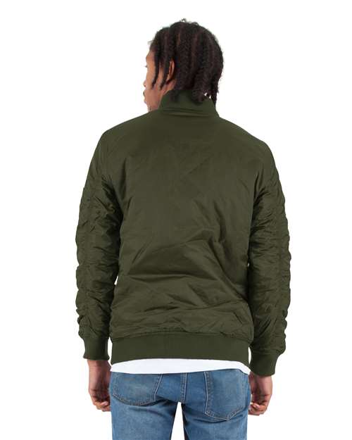 Shaka Wear SHBJ Unisex Bomber Jacket - Olive - model back