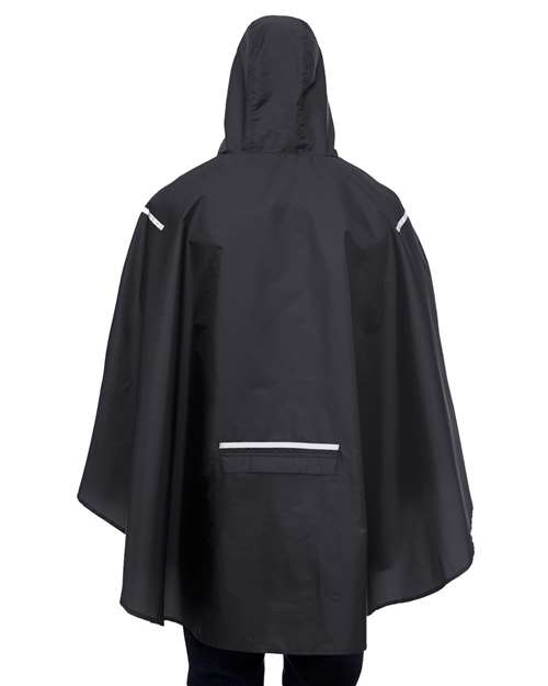 Team 365 TT71 Unisex Zone Protect Packable Poncho - Black - model back