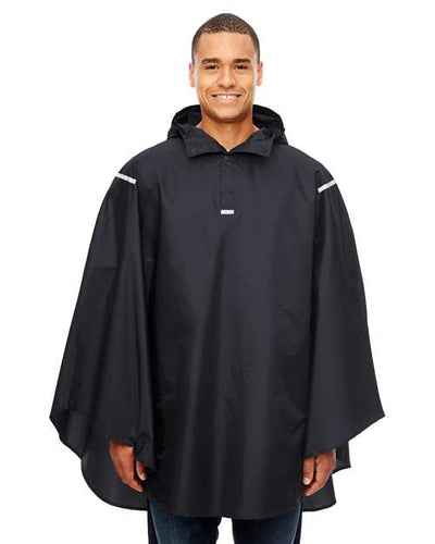 Team 365 TT71 Unisex Zone Protect Packable Poncho - Black - model front
