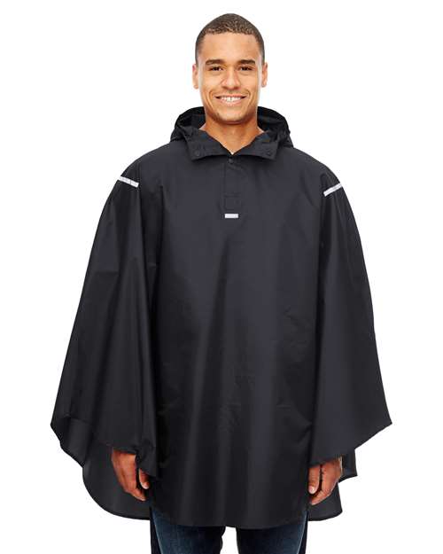 Team 365 TT71 Unisex Zone Protect Packable Poncho - Black - model front