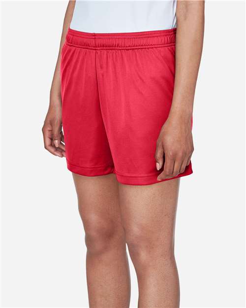 Team 365 TT11SHW Women's Zone Performance Shorts - Sport Red - model side