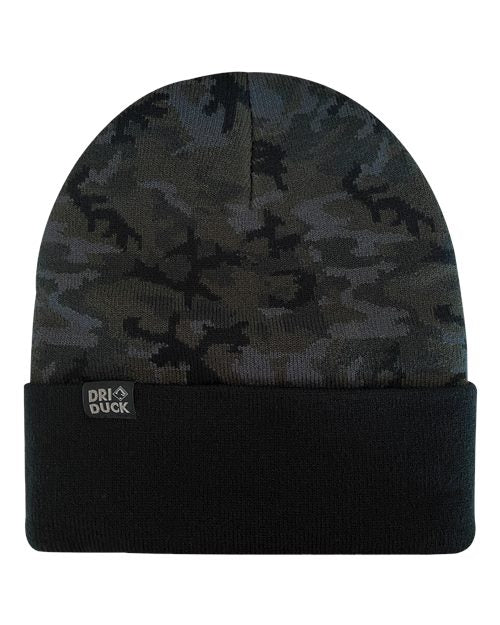 DRI DUCK 3523 Coleman Cuffed Beanie - Black Woodland Camo - front