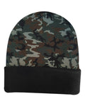 DRI DUCK 3523 Coleman Cuffed Beanie - Green Woodland Camo - back