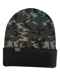 DRI DUCK 3523 Coleman Cuffed Beanie - Green Woodland Camo - front
