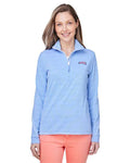 vineyard vines K002521 Women's Microstripe Sankaty Half-Zip Pullover - Breaker Blue - model front