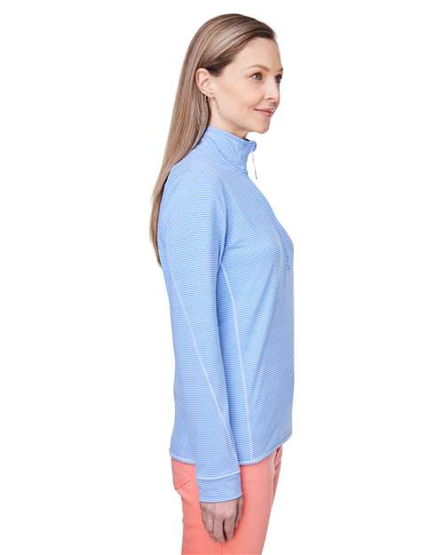 vineyard vines K002521 Women's Microstripe Sankaty Half-Zip Pullover - Breaker Blue - model side