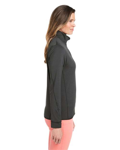 vineyard vines K002521 Women's Microstripe Sankaty Half-Zip Pullover - Jet Black - model side