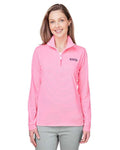 vineyard vines K002521 Women's Microstripe Sankaty Half-Zip Pullover - Knockout Pink - model front