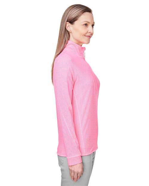 vineyard vines K002521 Women's Microstripe Sankaty Half-Zip Pullover - Knockout Pink - model side