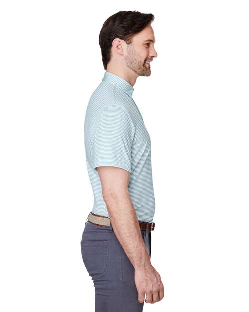 vineyard vines G012426 Men's Bradley Stripe Sankaty Polo - Andros Blue Tejeda - model side