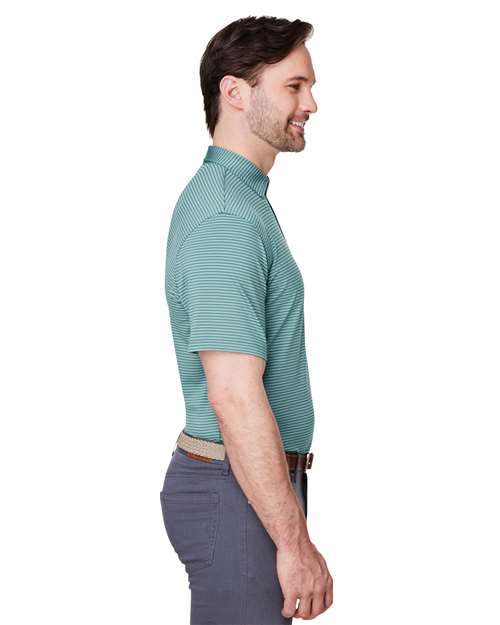 vineyard vines G012426 Men's Bradley Stripe Sankaty Polo - Sea Clay Green - model side