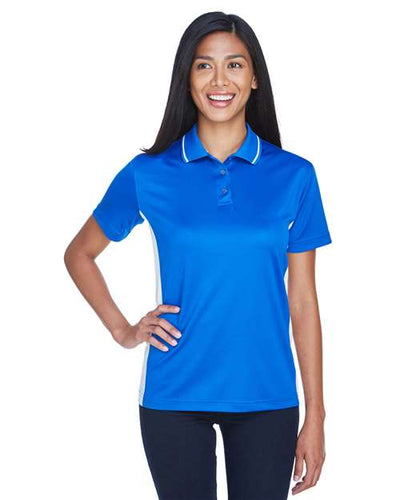UltraClub 8406L Women's Cool & Dry Sport Two-Tone Polo - Royal/ White - model front