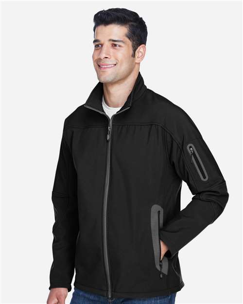 North End 88138 Men's Three Layer Fleece Bonded Shell Technical Jacket - Black - model side