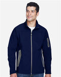 North End 88138 Men's Three Layer Fleece Bonded Shell Technical Jacket - Classic Navy - model front