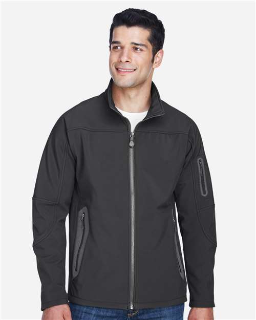 North End 88138 Men's Three Layer Fleece Bonded Shell Technical Jacket - Graphite - model front