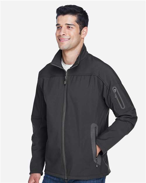 North End 88138 Men's Three Layer Fleece Bonded Shell Technical Jacket - Graphite - model side