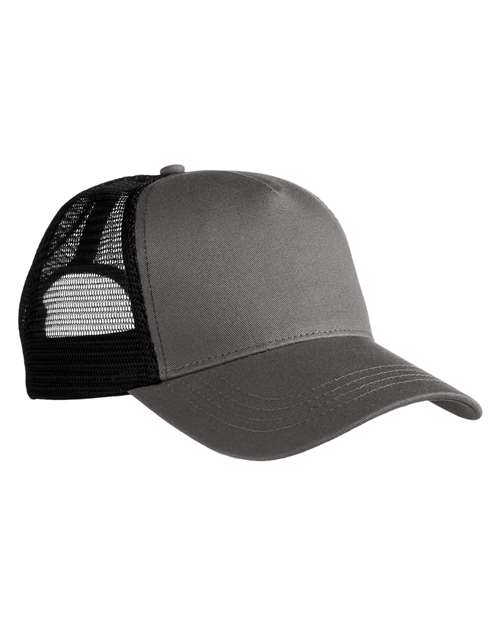 econscious EC7094 Five-Panel Trucker Cap - Charcoal/ Black - front